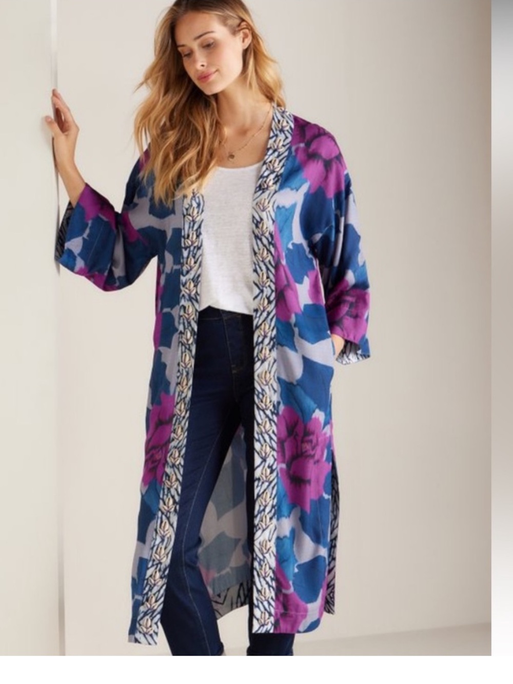 Soft‎ Surroundings Artiko Beaded Floral kimono topper